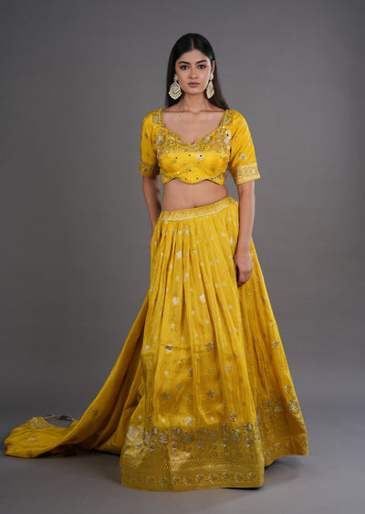 Yellow Tissue Silk Lehenga