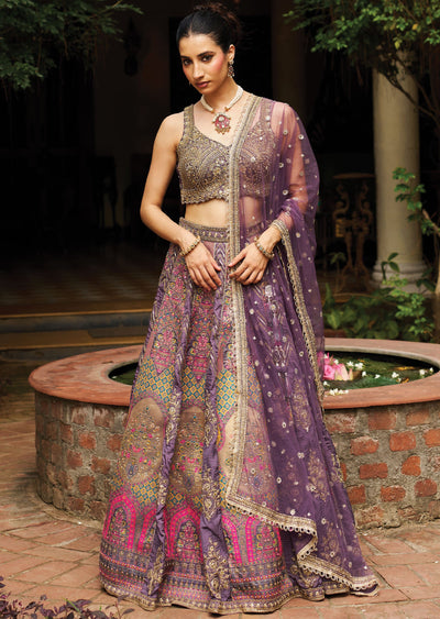 Mauve Silk Lehenga