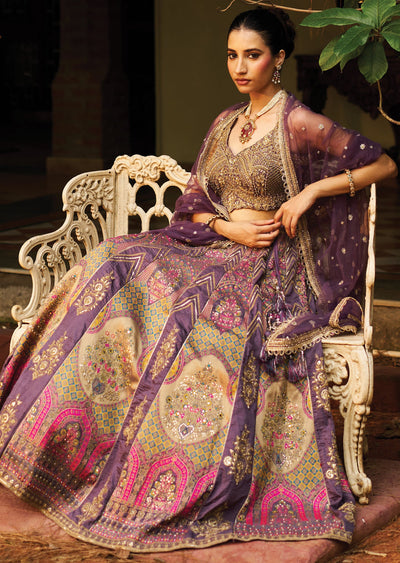 Mauve Silk Lehenga