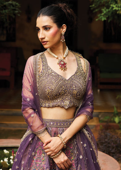 Mauve Silk Lehenga