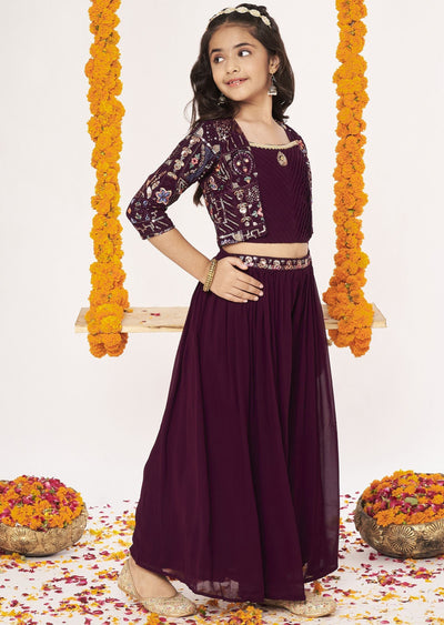 Red Georgette Gharara Set