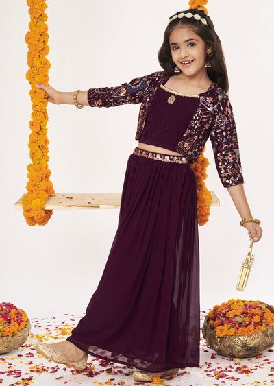 Red Georgette Gharara Set