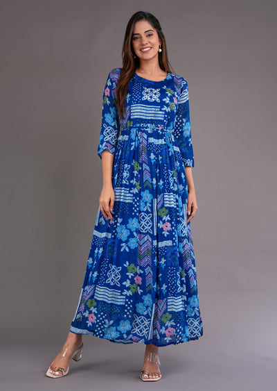 Royal Blue Chinnon Long Dress