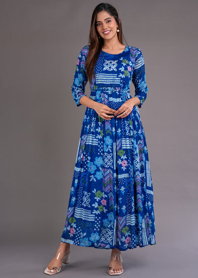 Royal Blue Chinnon Long Dress