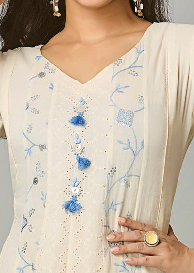 Light Blue Cotton Anarkali Suit