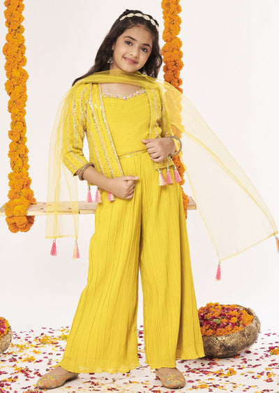 Yellow Georgette Gharara Set