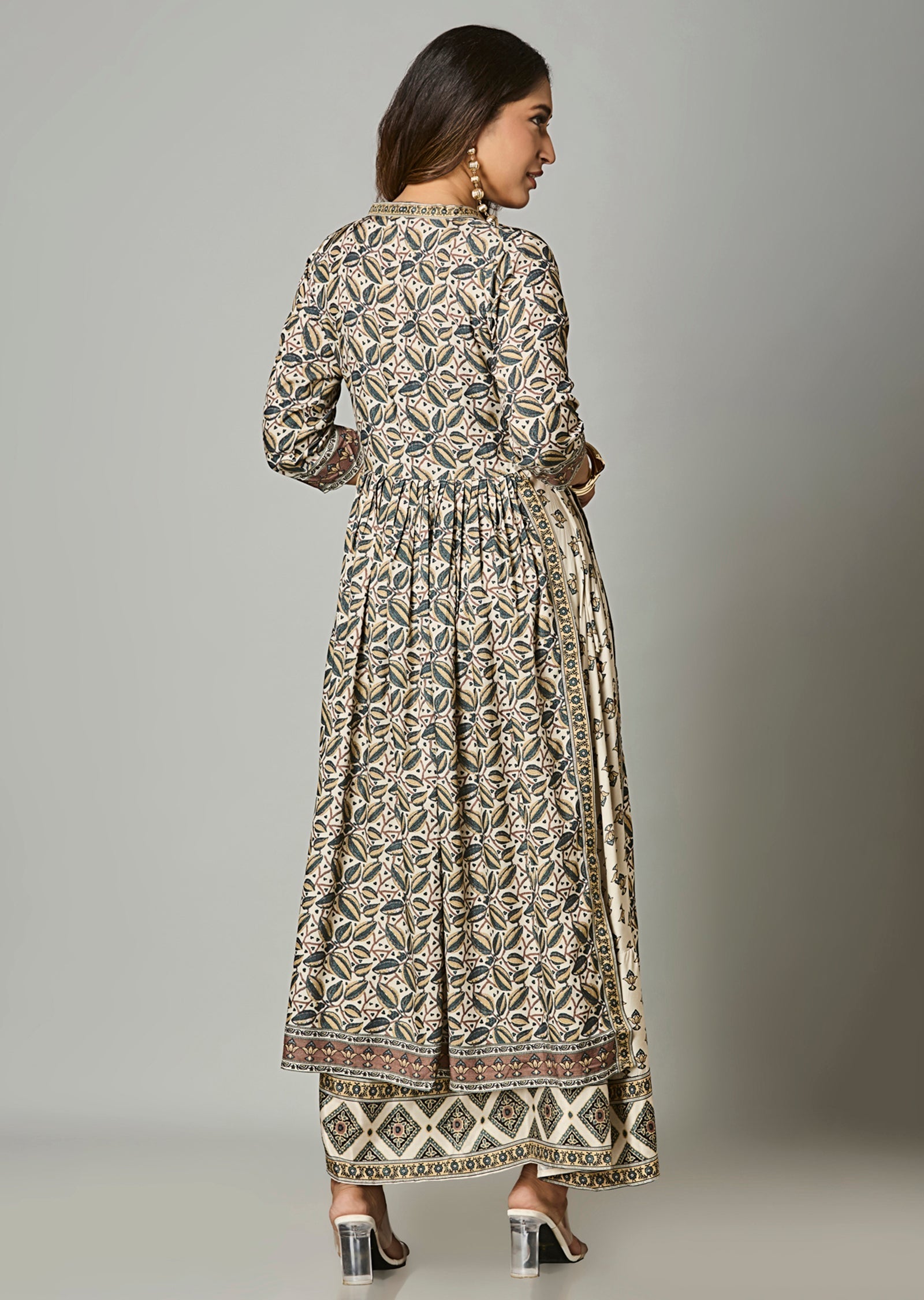 Biege Muslin Long Dress