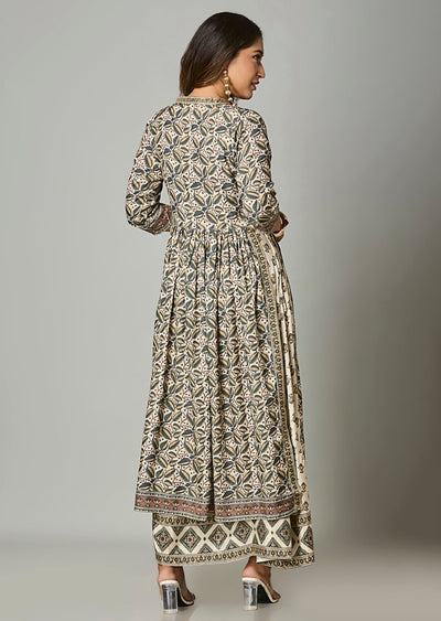 Biege Muslin Long Dress