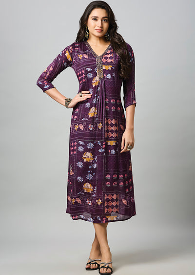 Wine Chinnon Midi Dress