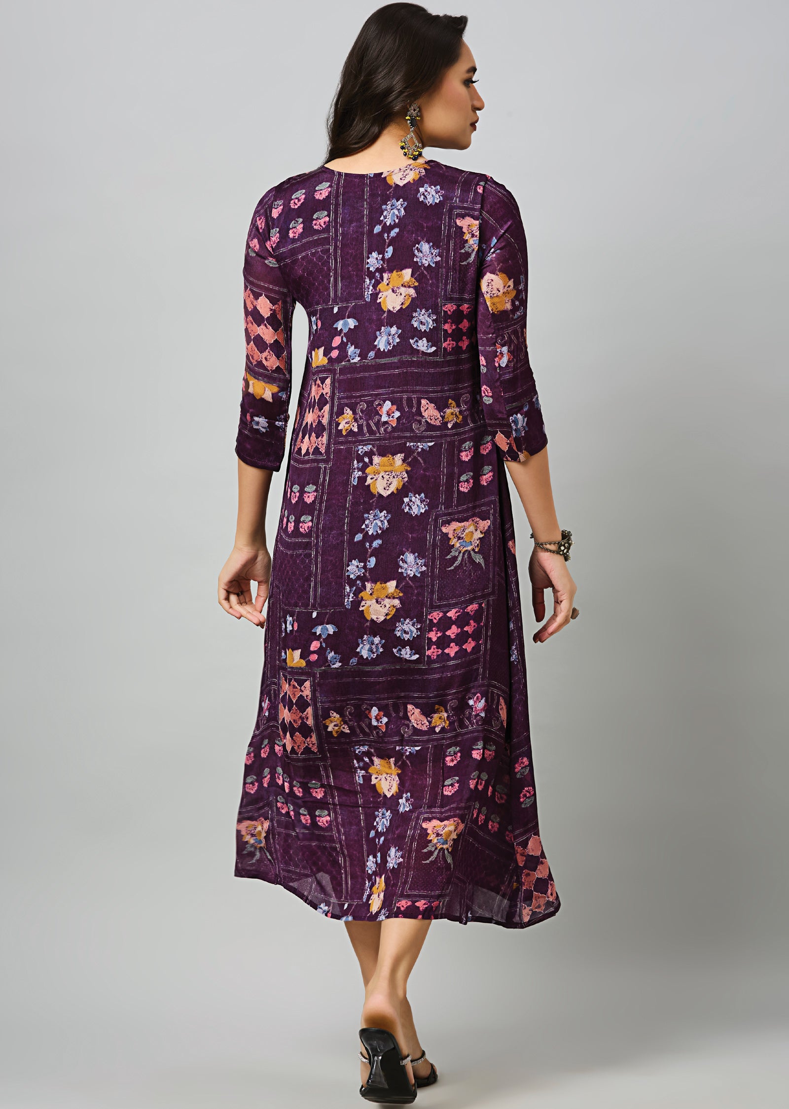 Wine Chinnon Midi Dress