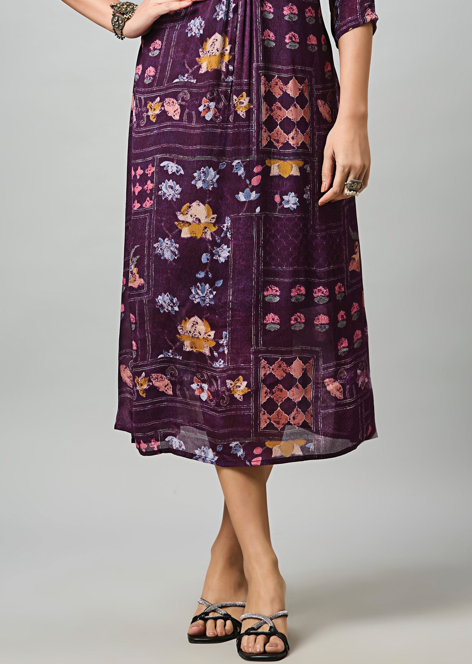 Wine Chinnon Midi Dress
