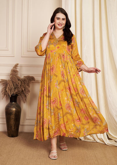 Mustard Chinnon Long Dress