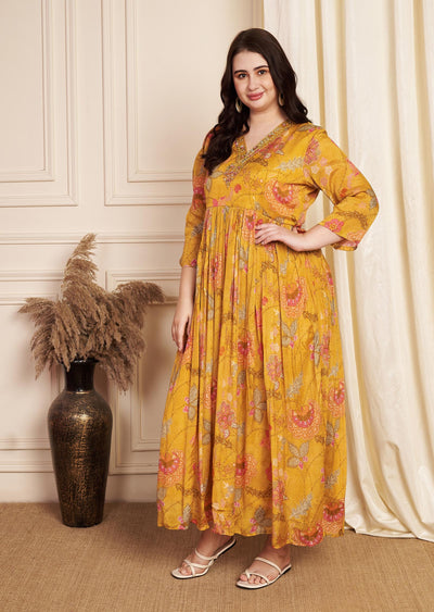 Mustard Chinnon Long Dress