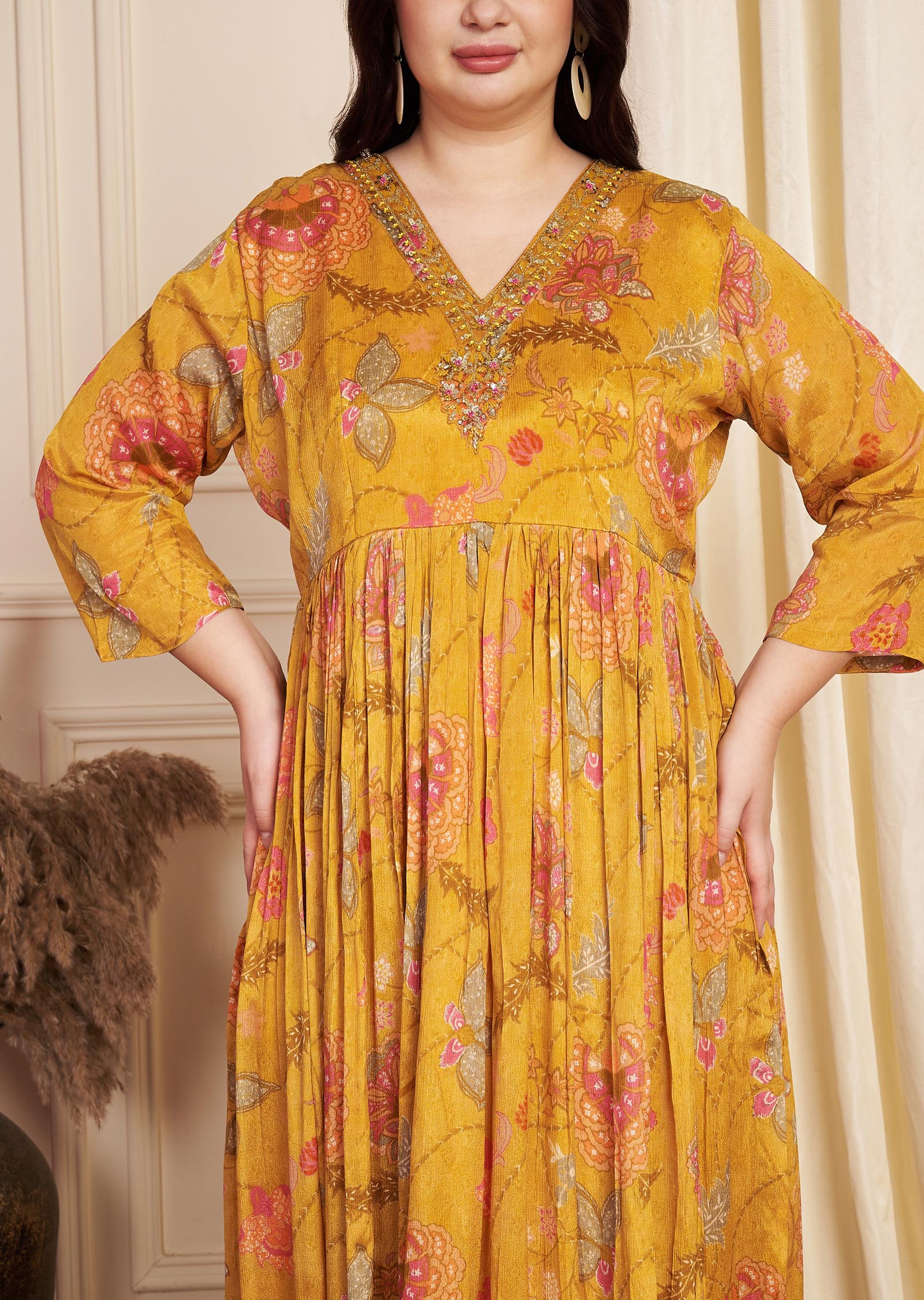 Mustard Chinnon Long Dress