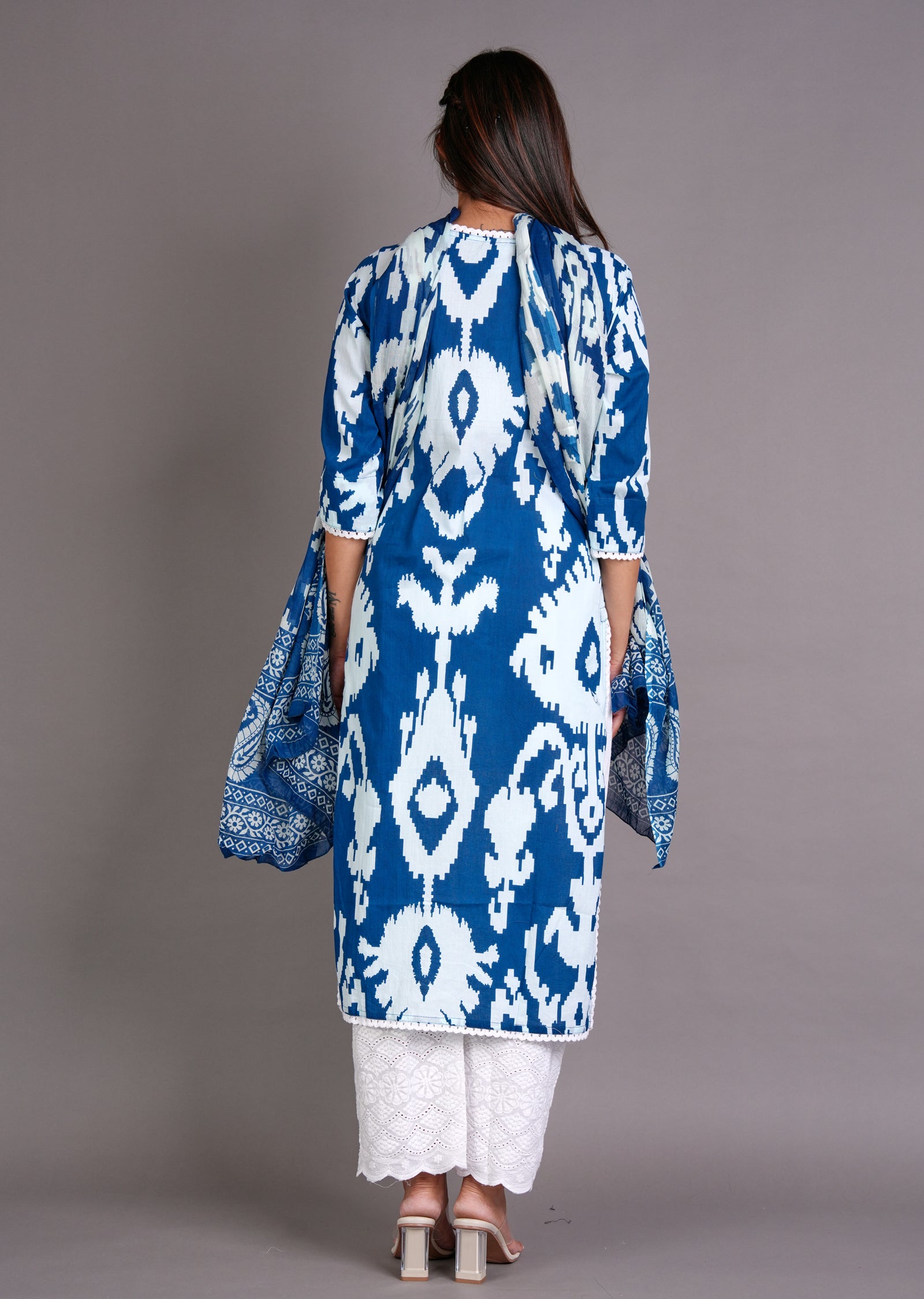 Teal Blue Cotton Straight Cut Suit
