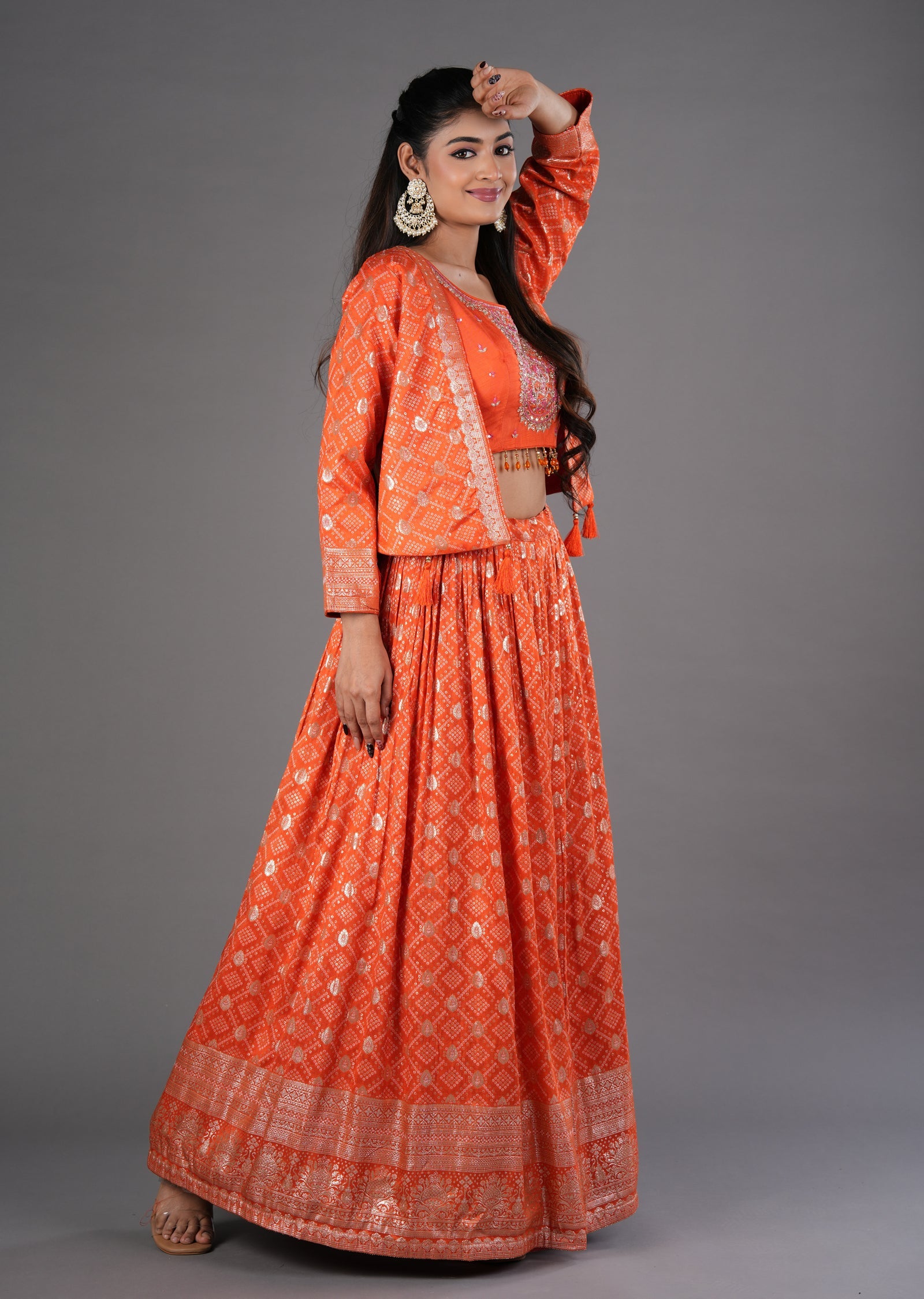 Orange Silk Lehenga