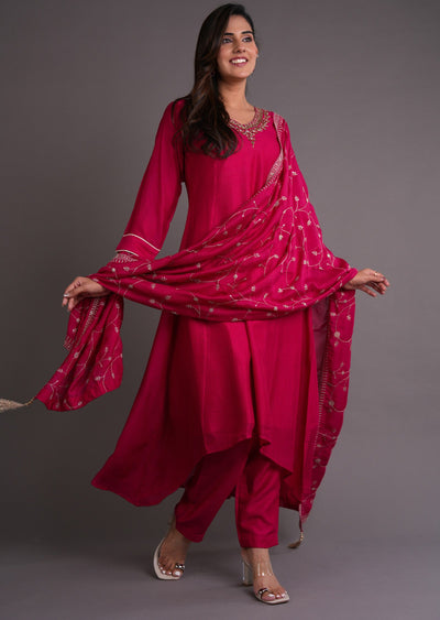 Pink Silk Anarkali Suit