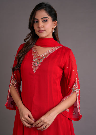 Red Georgette Anarkali Suit