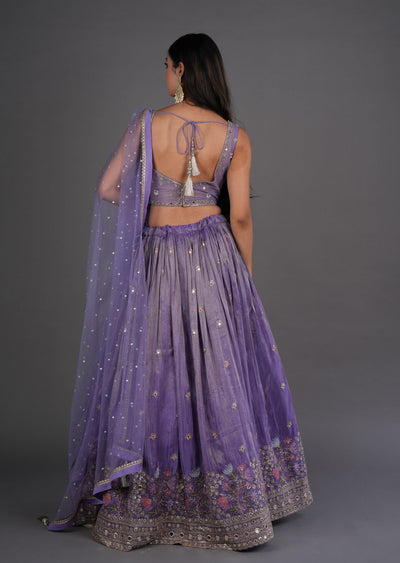 Lavender Tissue Silk Lehenga