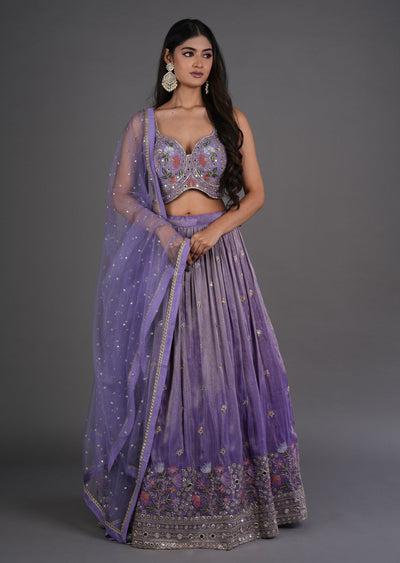 Lavender Tissue Silk Lehenga