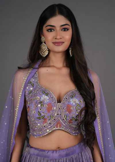 Lavender Tissue Silk Lehenga