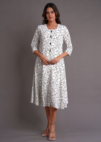 Off White & Cream Midi Dress