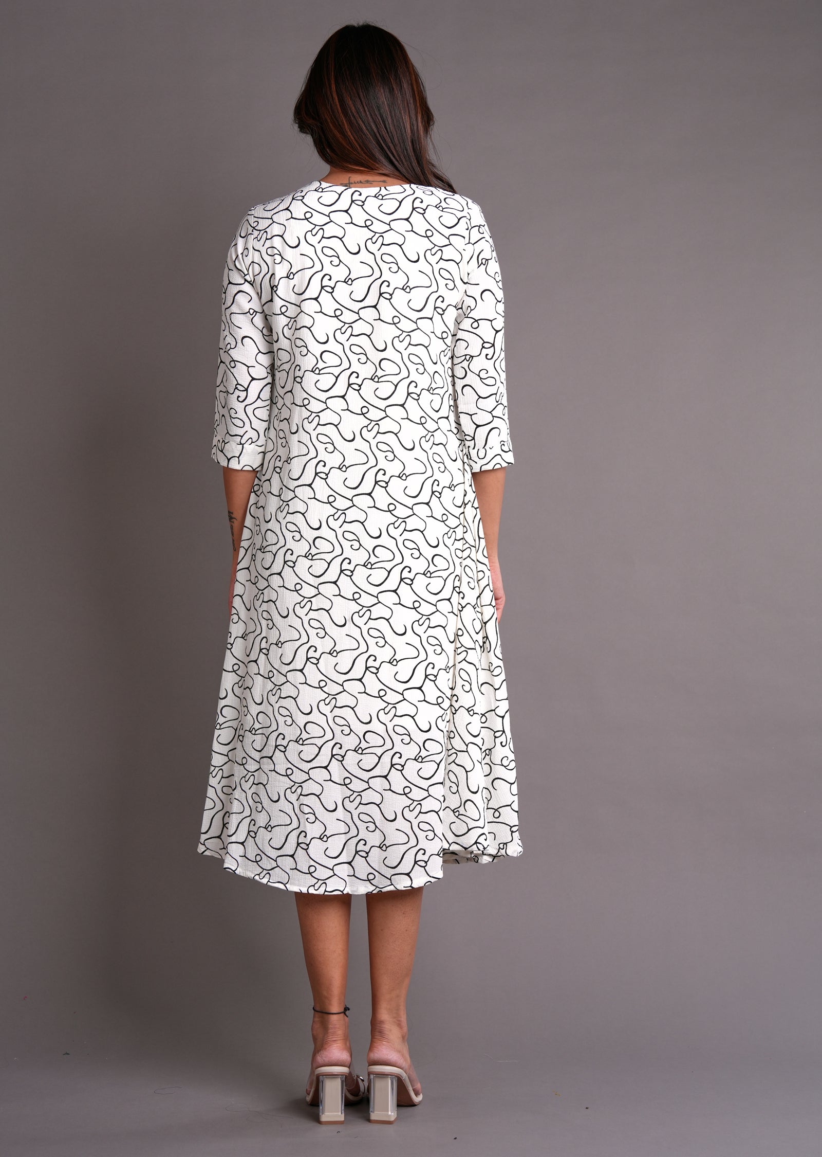 Off White & Cream Midi Dress