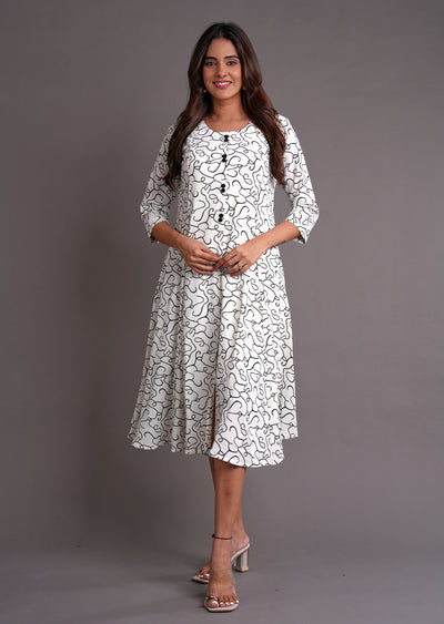 Off White & Cream Midi Dress