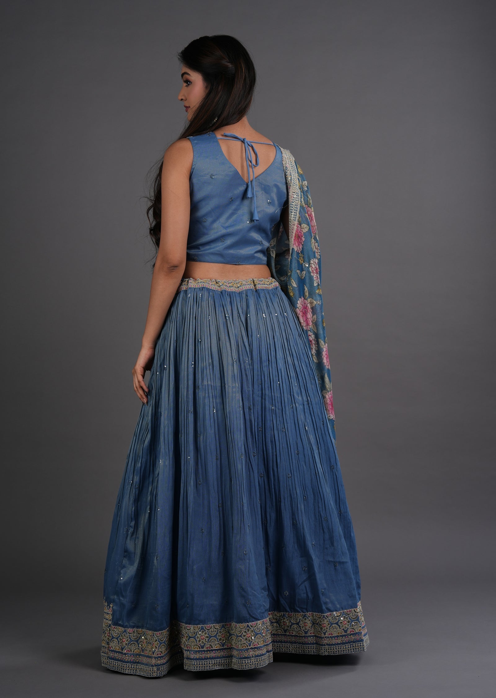 Grey Tissue Silk Lehenga