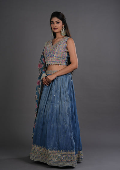 Grey Tissue Silk Lehenga
