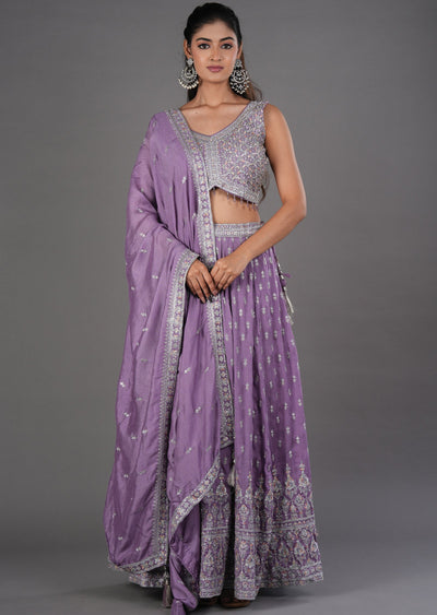 Lilac Silk Lehenga