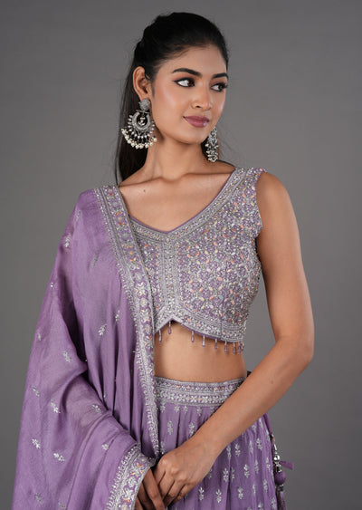 Lilac Silk Lehenga