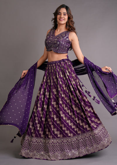 Purple Silk Lehenga