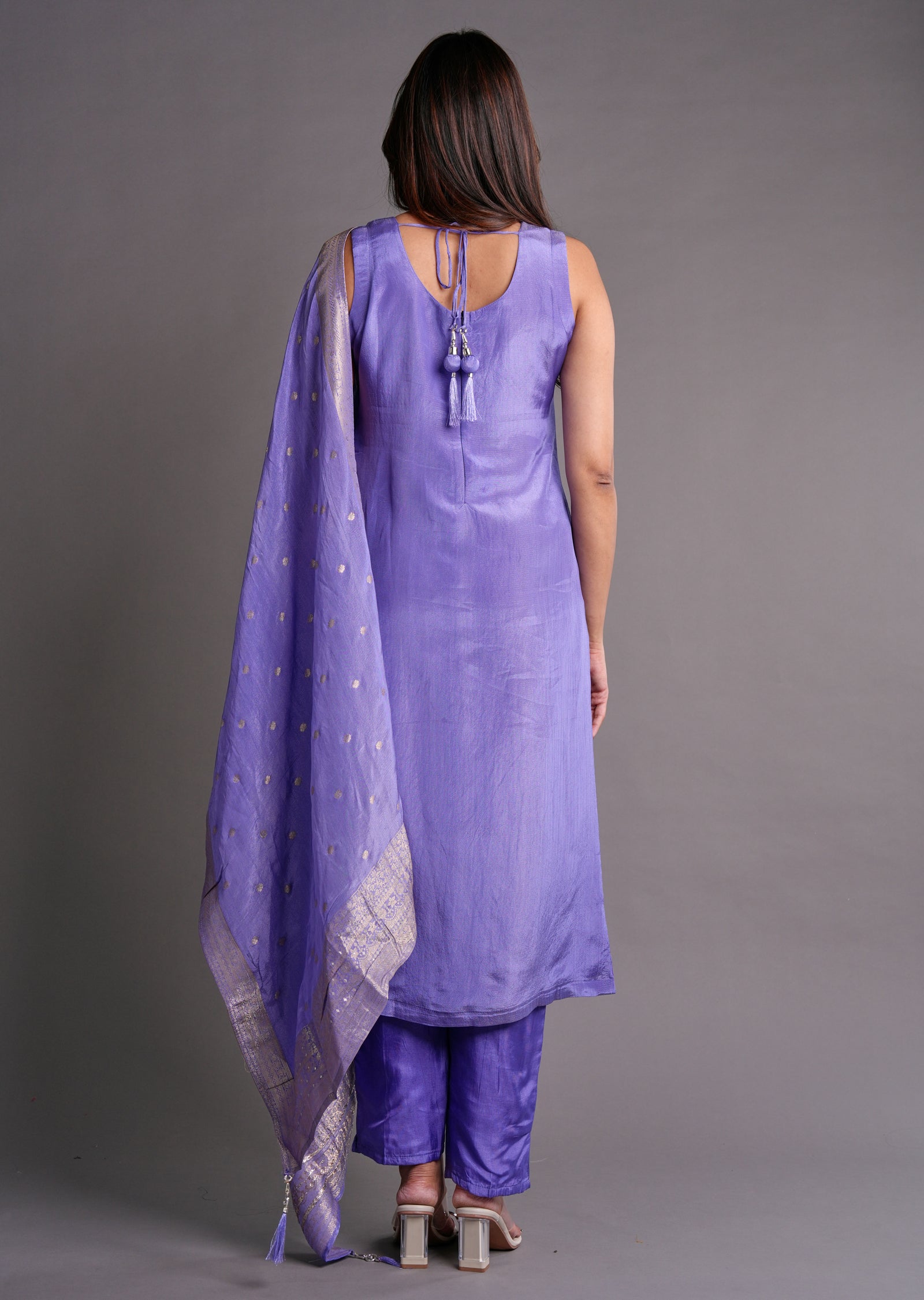 Lavender Tissue Silk Straight Cut Suit