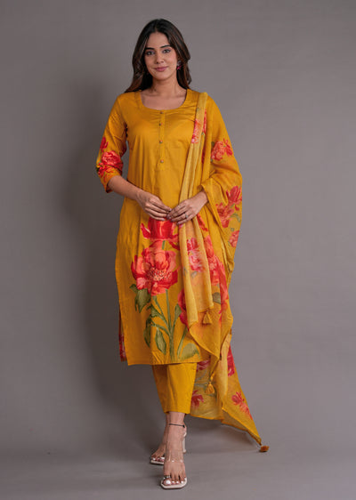 Mustard Silk Straight Cut Suit