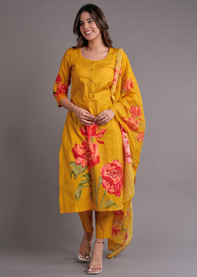 Mustard Silk Straight Cut Suit