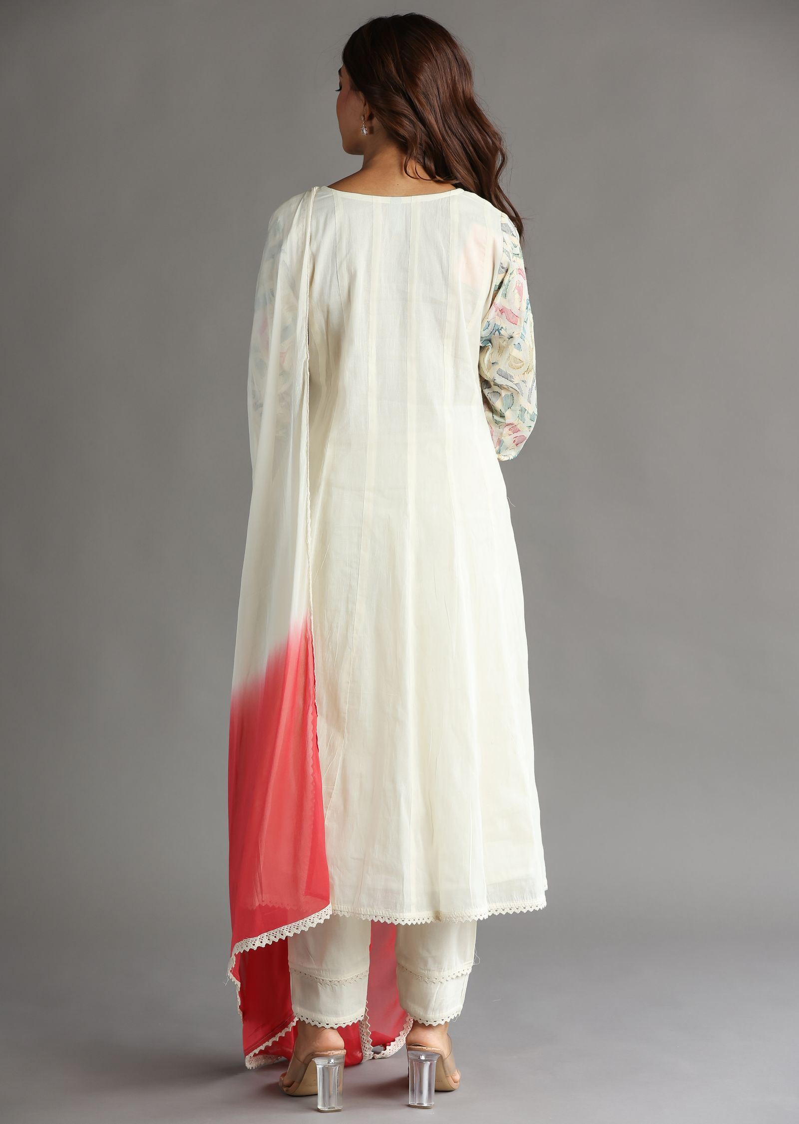 Off White Cotton Anarkali Suit