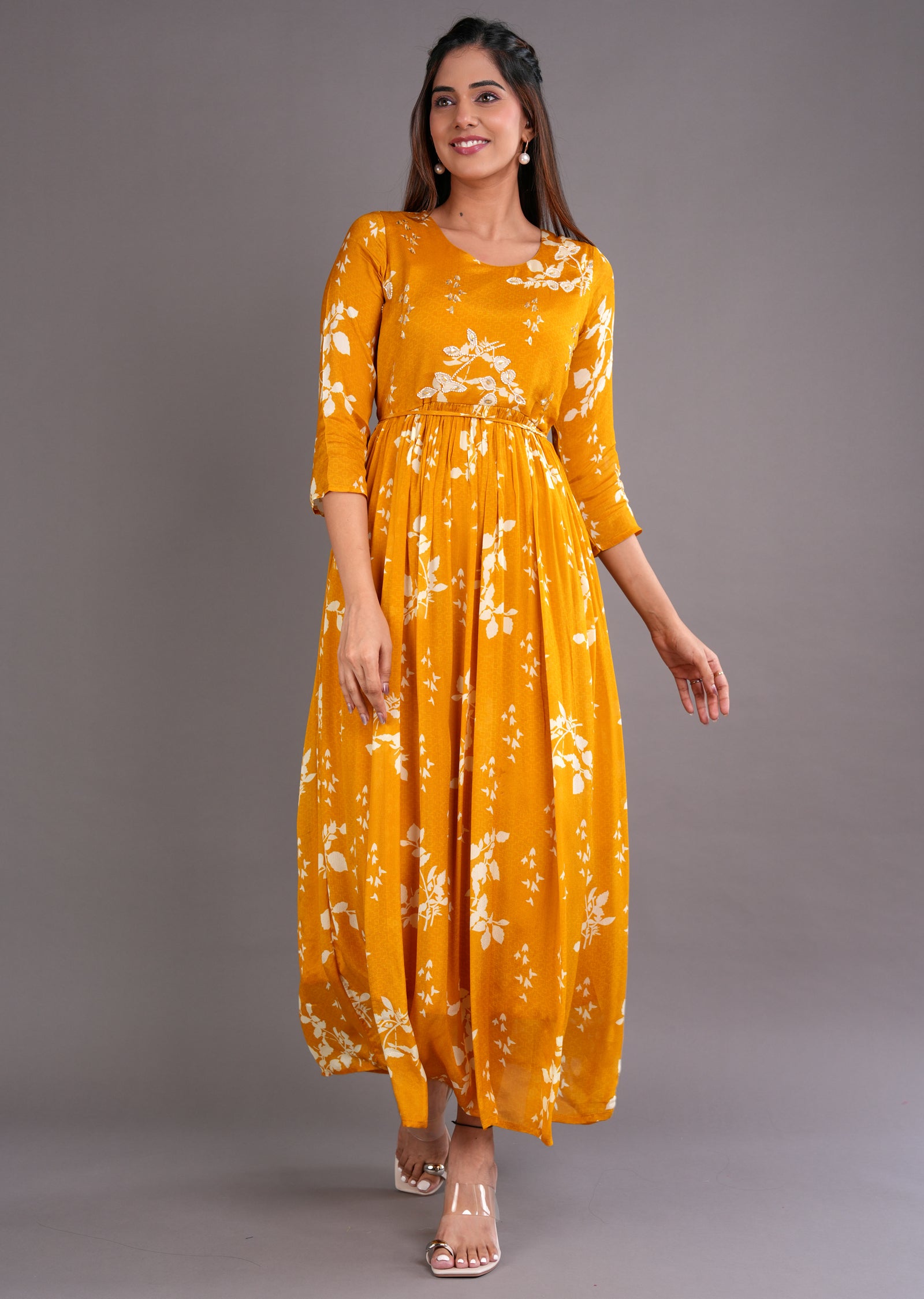 Mustard Chinnon Long Dress