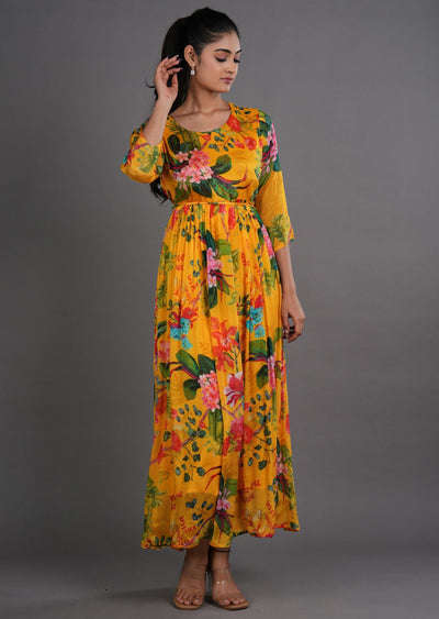 Yellow Chinnon Long Dress