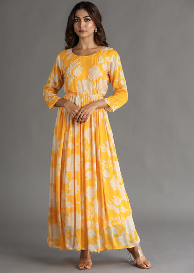 Light Orange Chinnon Long Dress