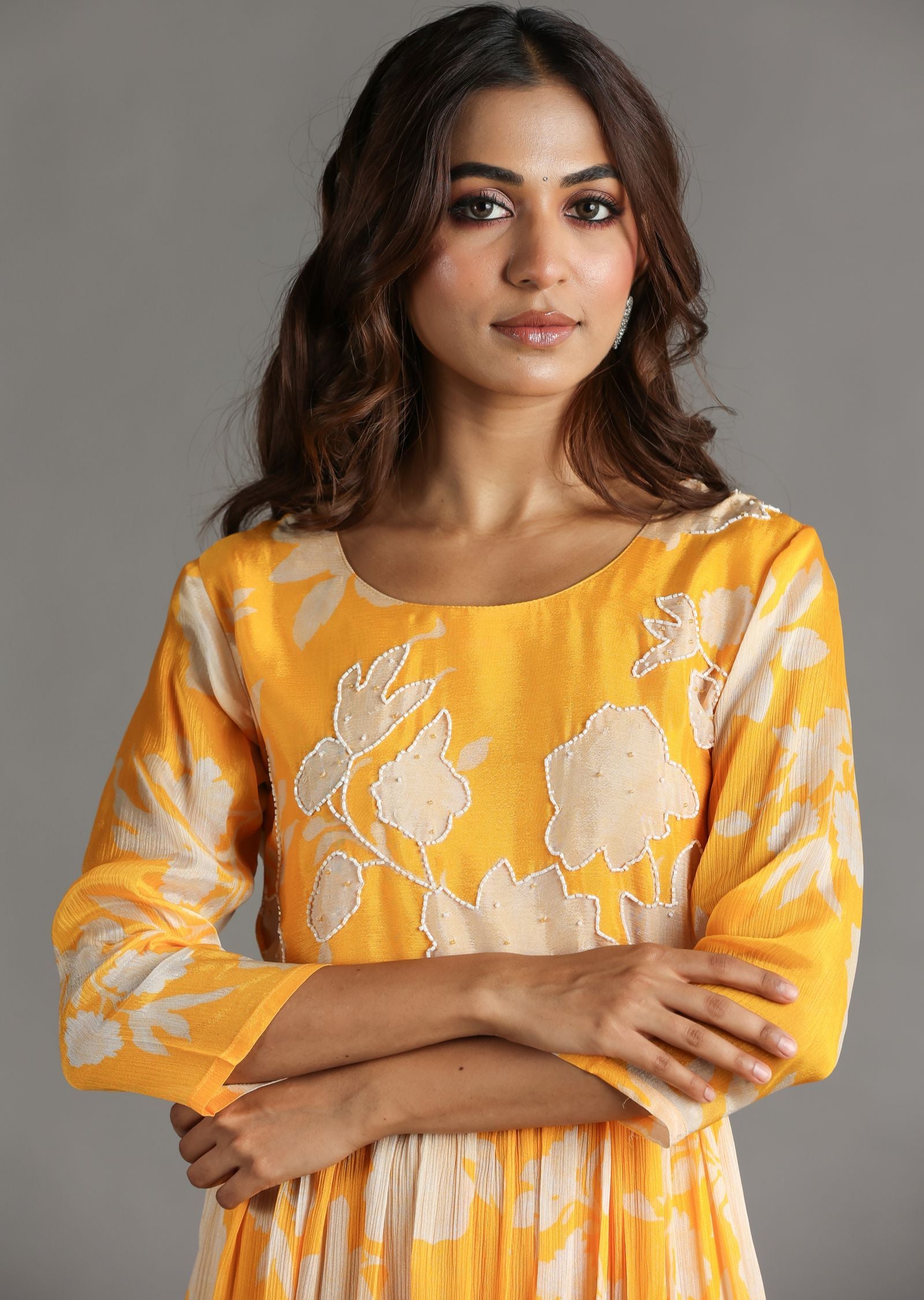 Light Orange Chinnon Long Dress