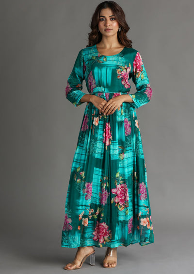 Green Chinnon Long Dress