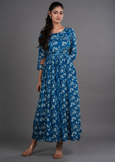Rama Blue Chinnon Long Dress