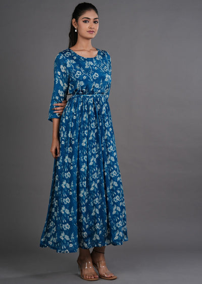 Rama Blue Chinnon Long Dress