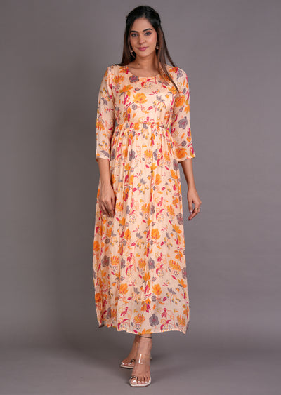 Peach Chinnon Long Dress