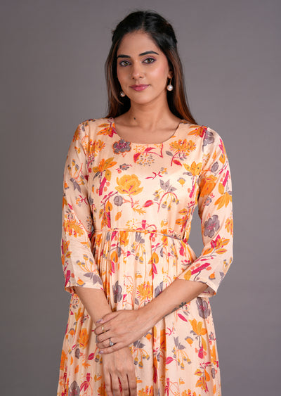 Peach Chinnon Long Dress