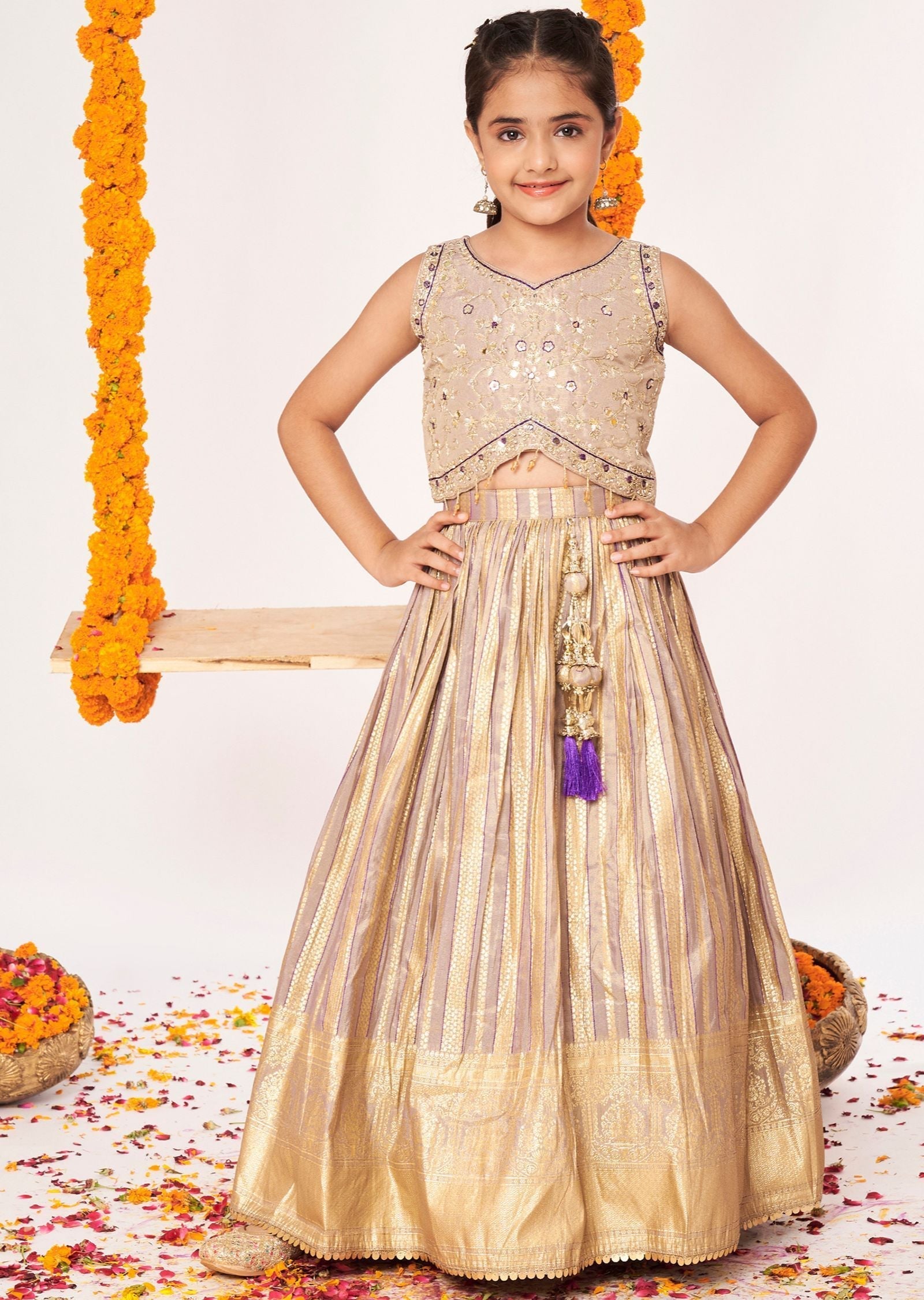 Fawn Tissue Lehenga