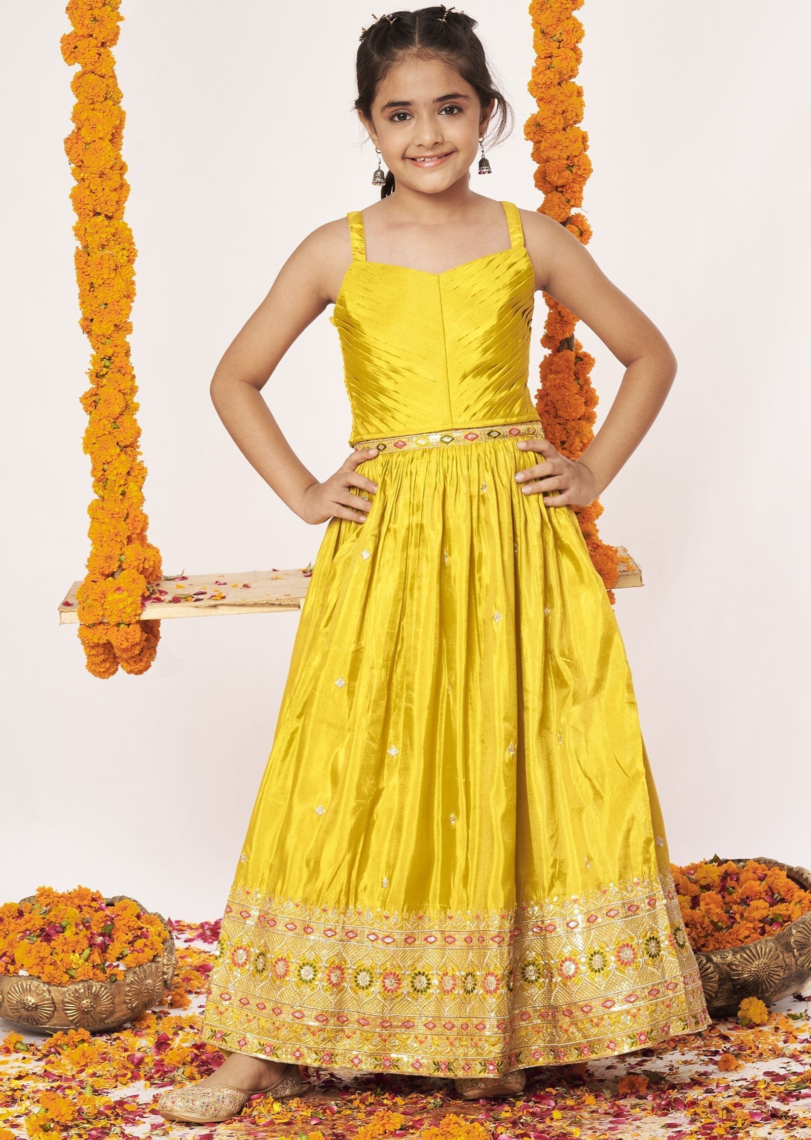 Yellow Tissue Lehenga