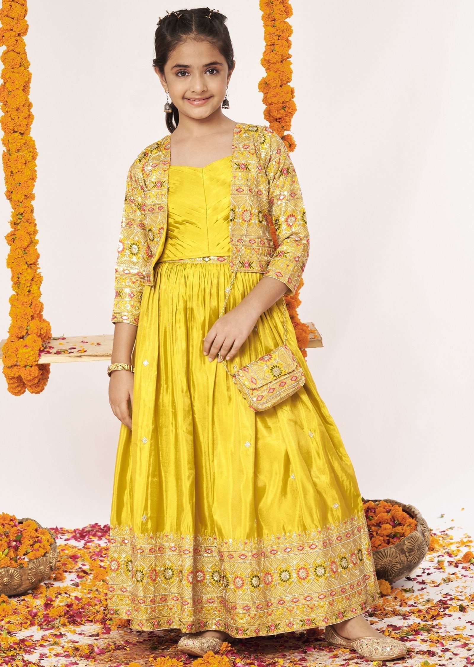 Yellow Tissue Lehenga