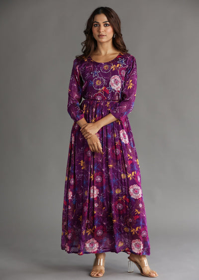 Purple Chinnon Long Dress